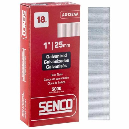 Senco 1 in. 18 Ga. Straight Strip Galvanized Brad Nails 5000 pk AX13EAA